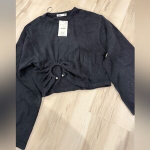 Zara Black Crop Top with Ring Detail